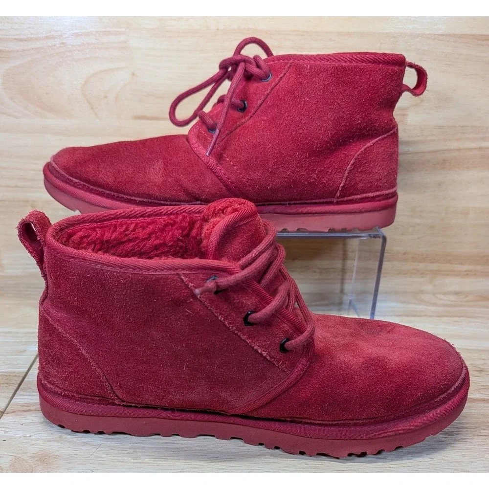UGG Neumel Red Suede Lace Up Chukka‎ Boots Mens 10 S/N 3236